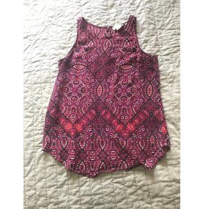 Cynthia Rowley 100% silk printed Pink tank blouse